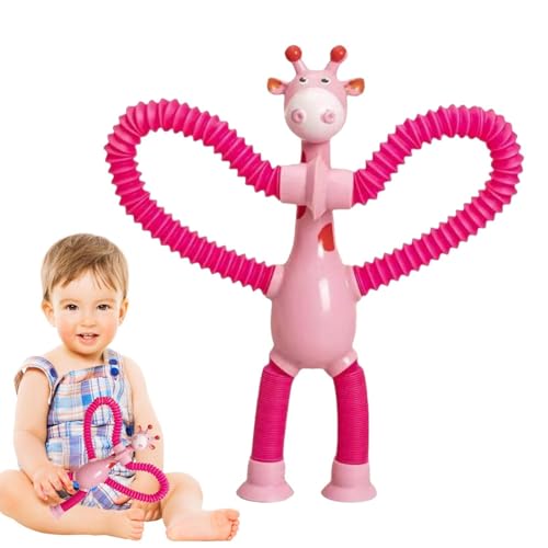 4 Stück Teleskop Giraffe Saugnapf Spielzeug, 18 cm Lustiges Giraffenspielzeug, Saugnapf Spielzeug Kinder, Pädagogisches Stressabbau-Spielzeugs Für Kinders von Generisch