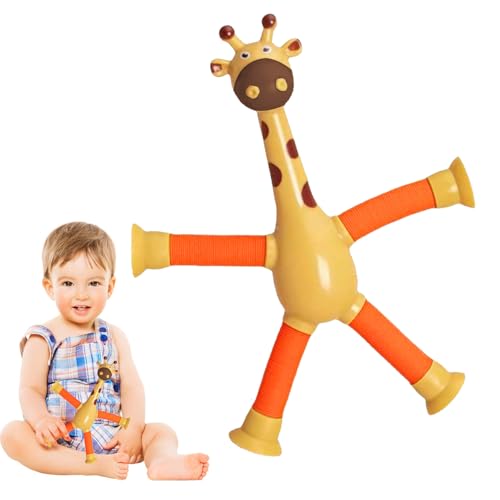 4 Stück Teleskop Giraffe Saugnapf Spielzeug, 18 cm Lustiges Giraffenspielzeug, Saugnapf Spielzeug Kinder, Pädagogisches Stressabbau-Spielzeugs Für Kinders von Generisch