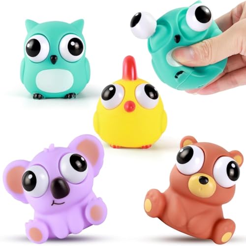 4 Stück Tiere Stressball Spielzeug Lustig Augen Out Squeeze Spielzeug, Anti Stress Tier Stressabbau Bälle, Antistressball Squishy Toy Ängste Lindern Schule Büro Lieferungen für Kinder Erwachsene 4 Stück Tiere Stressball Spielzeug Lustig Augen Out Squeeze Spielzeug, Anti Stress Tier Stressabbau Bälle, Antistressball Squishy Toy Ängste Lindern Schule Büro Lieferungen für Kinder Erwachsene von Generisch
