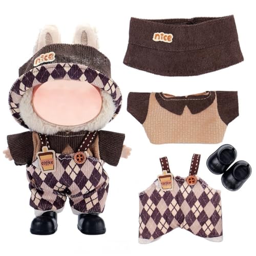 4 Teiliges Kleiderset für 17 cm Puppen (Puppe Nicht im Lieferumfang enthalten), Modepuppen Kleidungsset – Oberteil, Hose, Mütze, Schuhe, Geschenk für Junge und Mädchen (Style 1) von Generisch