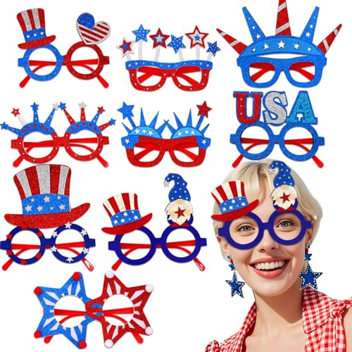 4. Juli Sonnenbrille, 4. Juli Sonnenbrille für Erwachsene - Retro Mode süße Sonnenbrille | 9 Paar Kostüm für Independence Day Paraden, Hinterhofgrills, Beachse, Poolfeierlichkeiten 4. Juli Sonnenbrille, 4. Juli Sonnenbrille für Erwachsene - Retro Mode süße Sonnenbrille | 9 Paar Kostüm für Independence Day Paraden, Hinterhofgrills, Beachse, Poolfeierlichkeiten von Generisch