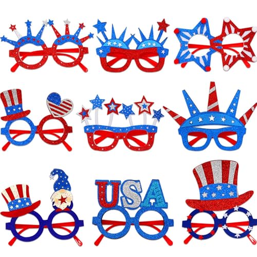 4. Juli Sonnenbrille für Erwachsene, 4. Juli Sonnenbrille - Kühlförmige Brillendekorationen,9 Paar Kostüm für Independence Day Paraden, Hinterhofgrills, Beachse, Poolfeierlichkeiten 4. Juli Sonnenbrille für Erwachsene, 4. Juli Sonnenbrille - Kühlförmige Brillendekorationen,9 Paar Kostüm für Independence Day Paraden, Hinterhofgrills, Beachse, Poolfeierlichkeiten von Generisch