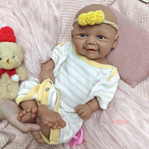 40 cm große, realistisch bemalte Reborn-Babypuppe aus Silikon – Mädchen mit offenem Mund, lebensechtes Neugeborenes für Fotografie und Rollenspiele von Generisch