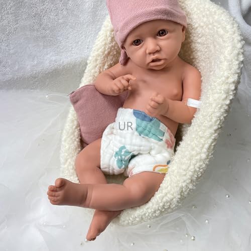 43 cm großes, realistisches Reborn-Baby aus Silikon – lebensechter offener Mund und Augen, Geschenk für Neugeborene, Senioren und Kinder (Unpainted#3) von Generisch