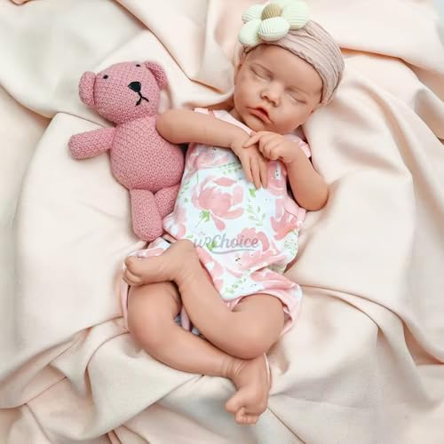44 cm große, realistische Silikon-Babypuppe, Mädchen, offener Mund, süßes Gesicht, handbemalte Reborn-Puppe, lebensechtes Neugeborenes für Senioren und Kinder 44 cm große, realistische Silikon-Babypuppe, Mädchen, offener Mund, süßes Gesicht, handbemalte Reborn-Puppe, lebensechtes Neugeborenes für Senioren und Kinder von Generisch