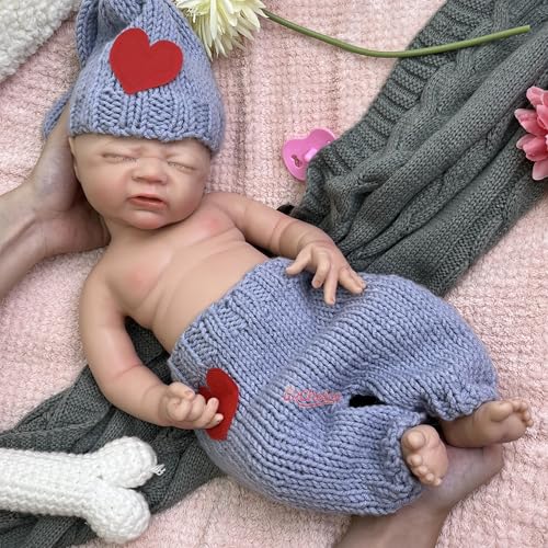 44 cm große, ultrarealistische Silikon-Neugeborenenpuppe mit Stirnrunzeln – lebensecht mit offenem Mund und beweglichem Körper – EIN herzerwärmendes von Generisch