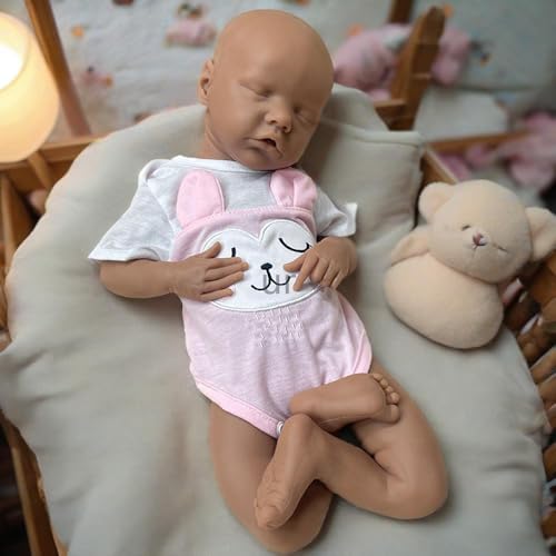44 cm große, unlackierte Reborn-Babypuppe aus Silikon mit dunkler Haut – realistischer Ganzkörper aus Platin-Silikon, selbst bemalte Reborn-Puppen für Künstler und Hobby-Handwerker 44 cm große, unlackierte Reborn-Babypuppe aus Silikon mit dunkler Haut – realistischer Ganzkörper aus Platin-Silikon, selbst bemalte Reborn-Puppen für Künstler und Hobby-Handwerker von Generisch
