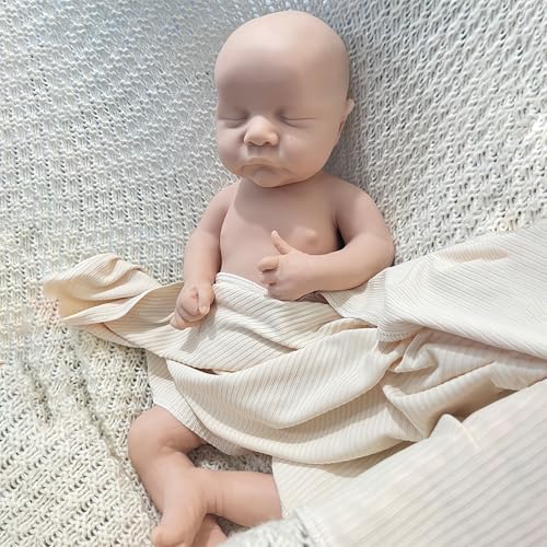 44 cm großer, realistischer Reborn-Junge aus Silikon – Weiche, bewegliche Neugeborene, Geschenk für Senioren und Kinder (Unpainted#1) von Generisch