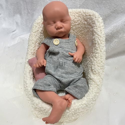 44 cm großer, realistischer Reborn-Junge aus Silikon – Weiche, bewegliche Neugeborene, Geschenk für Senioren und Kinder (Unpainted#3) von Generisch