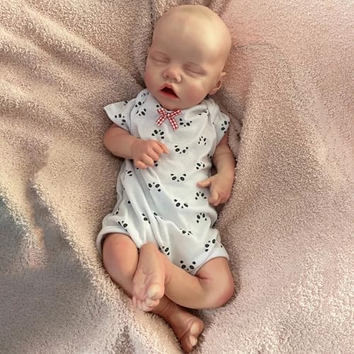 45 cm große, realistische Silikon-Babypuppe – lebensechtes schlafendes Mädchen mit offenem Mund, handgefertigte, bemalte Reborn-Puppe für Kinder und Sammler (#1) von Generisch