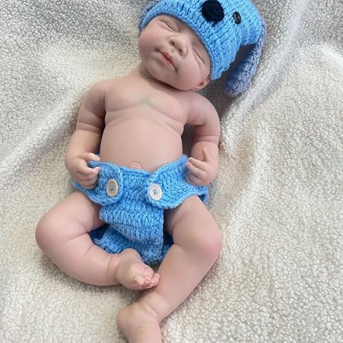 47 cm große, realistische Reborn-Babypuppe aus Silikon, lebensechtes schlafendes Neugeborenes, Junge/Mädchen, bemalt/unbemalt, handgefertigtes Geschenk für Senioren und Kinder (Boy Painted#1) von Generisch