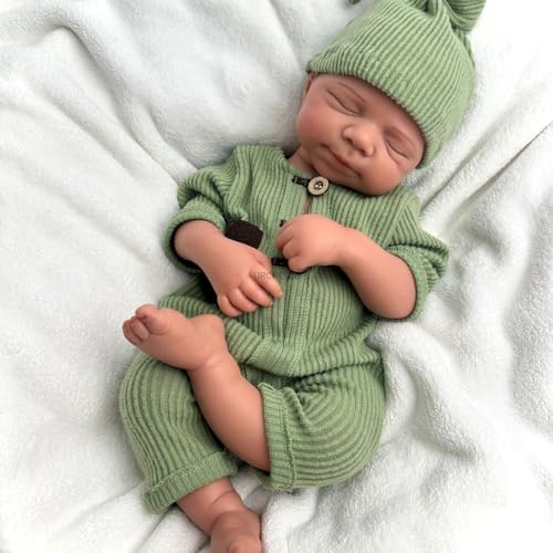 47 cm große, realistische Reborn-Babypuppe aus Silikon, lebensechtes schlafendes Neugeborenes, Junge/Mädchen, bemalt/unbemalt, handgefertigtes Geschenk für Senioren und Kinder (Boy Painted#3) von Generisch