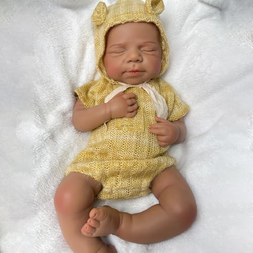 47 cm große, realistische Reborn-Babypuppe aus Silikon, lebensechtes schlafendes Neugeborenes, Junge/Mädchen, bemalt/unbemalt, handgefertigtes Geschenk für Senioren und Kinder (Boy Painted#4) von Generisch