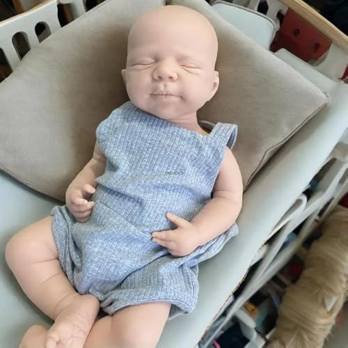 47 cm große, realistische Reborn-Babypuppe aus Silikon, lebensechtes schlafendes Neugeborenes, Junge/Mädchen, bemalt/unbemalt, handgefertigtes Geschenk für Senioren und Kinder (Boy Unpainted#1) von Generisch