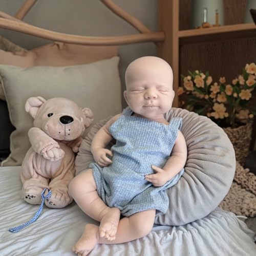 47 cm große, realistische Reborn-Babypuppe aus Silikon, lebensechtes schlafendes Neugeborenes, Junge/Mädchen, bemalt/unbemalt, handgefertigtes Geschenk für Senioren und Kinder (Girl Unpainted#1) von Generisch