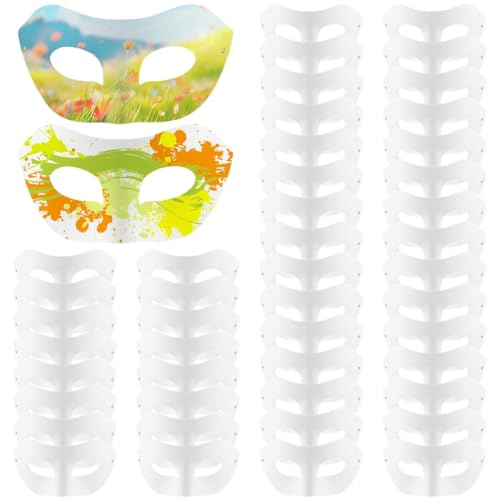 48 Stück DIY-Papiermasken, weiße Masken, blanko, Kunst-Papiermaske, unlackiert, DIY-Maske für Halloween, Karneval, Partys, Kunstfestivals, Halbgesichtsmaske für Erwachsene und Jugendliche 48 Stück DIY-Papiermasken, weiße Masken, blanko, Kunst-Papiermaske, unlackiert, DIY-Maske für Halloween, Karneval, Partys, Kunstfestivals, Halbgesichtsmaske für Erwachsene und Jugendliche von Generisch