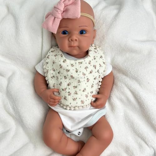 48 cm großes, realistisches Reborn-Baby aus Silikon mit großen Augen – lebensechtes, bewegliches Neugeborenes, handgefertigtes Geschenk für Kinder und Sammler (Painted#3) von Generisch