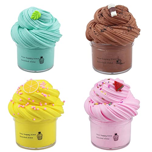 1pcs Schleim-Set, 50g Duftend, Dehnbar und Nicht klebend, mit Zitronen-Minz-Schokolade usw. Schleim-Anhänger, Stressabbau, Pädagogischer Schleim, Geburtstagsgeschenke, Preis-Partygeschenke (Gelb) von Generisch