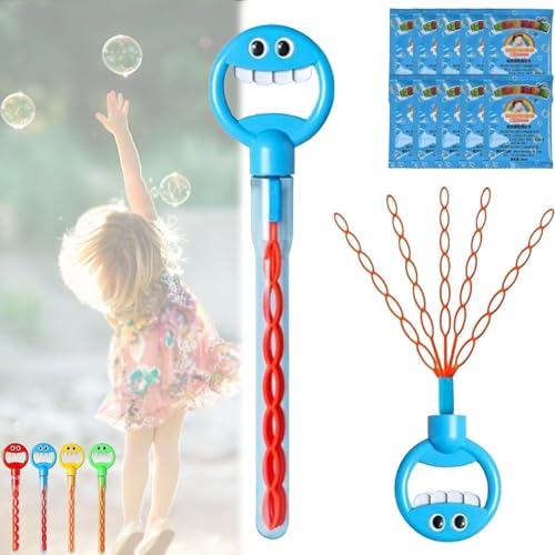 5 Claw Smiley Bubble Stick, Magical 5-Claw Smiley Bubble Stick, with Bubbles Refill,for Summer Toy Party Favor (Blue) von Generisch