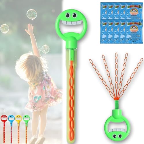 5 Claw Smiley Bubble Stick, Magical 5-Claw Smiley Bubble Stick, with Bubbles Refill,for Summer Toy Party Favor (Green) von Generisch