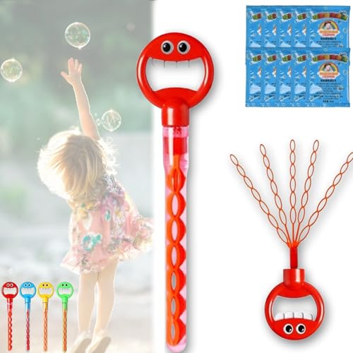 5 Claw Smiley Bubble Stick, Magical 5-Claw Smiley Bubble Stick, with Bubbles Refill,for Summer Toy Party Favor (RED) von Generisch