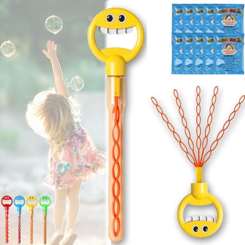 5 Claw Smiley Bubble Stick, Magical 5-Claw Smiley Bubble Stick, with Bubbles Refill,for Summer Toy Party Favor (Yellow) von Generisch