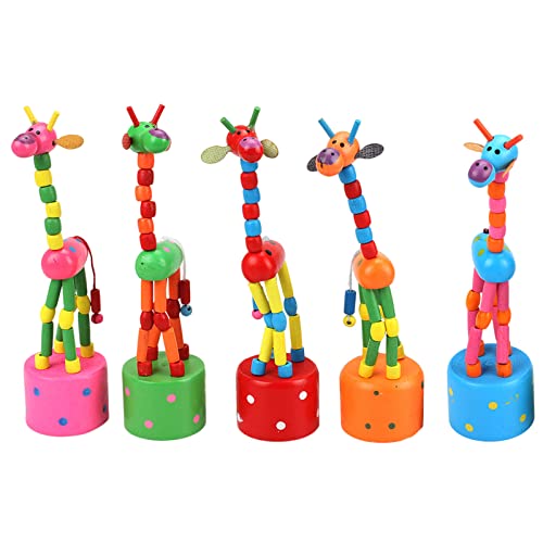 5 Stück Giraffen-Fingerpuppen, aus Holz, Niedlich, Giraffe Tierisches Schaukelspielzeug, Giraffe Figur, Daumenschiebepuppen, Tanzender Körper, Desktop, 3 Jahren (Hot Pink*5, One Size*5) von Generisch