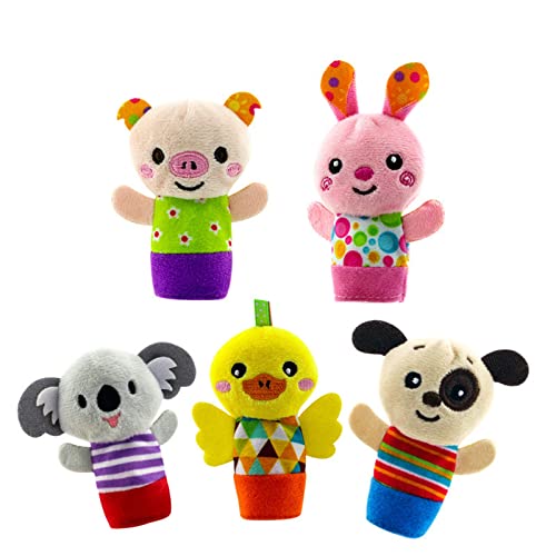 5 Stück Handpuppen-Set, Karikatur-pädagogische Tierhand-Marionetten, für Kindergeschichten-Baby-Geschenk-Bildung Kindergeschenke (As Shown, One Size) von Generisch