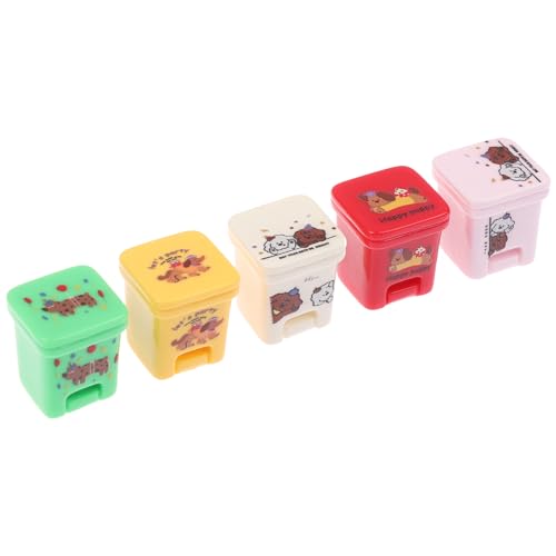 5 Stück Puppenhaus Mini Cartoon Mülleimer Modell Puppenhaus Möbel Dekoration Puppen Haus Zubehör Vorgeben Spiel Spielzeug von Generisch