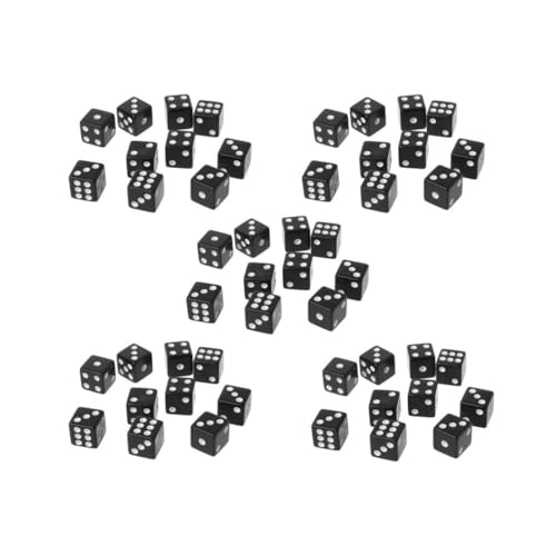 50 Stück/Lot Würfel, 5 mm, Kunststoff, weiß, Partywürfel für Brettspiel, Barspiele, digitales Spielen, standardmäßiger sechsseitiger Entscheider (schwarz) von Generisch