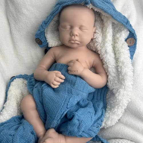 50 cm große, realistische Reborn-Babypuppe aus Silikon – Unbemaltes, schlafendes Neugeborenes mit beweglichen Gliedmaßen, Geschenk für Künstler und Hobby-Handwerker (#1) von Generisch