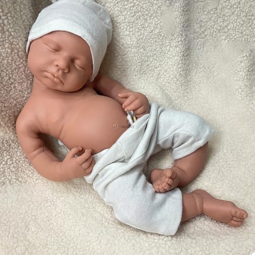 50 cm große, realistische Reborn-Babypuppe aus Silikon – Unbemaltes, schlafendes Neugeborenes mit beweglichen Gliedmaßen, Geschenk für Künstler und Hobby-Handwerker (#3) von Generisch