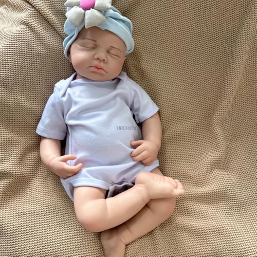 50 cm große, realistische Reborn-Babypuppe aus Silikon – lebensechtes, schlafendes Neugeborenes mit handbemalter Haut(Junge/Mädchen), Senioren und Sammler (Girl#1) von Generisch