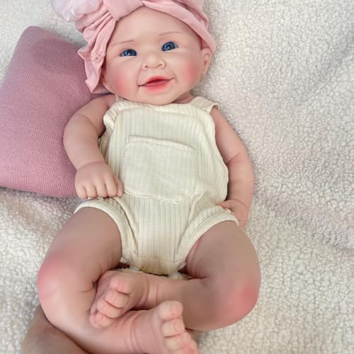 50 cm realistische Silikon-Babypuppe – lebensechtes Ganzkörper-Mädchen mit süßem Lächeln und waschbar, für ältere Menschen und Kinder von Generisch