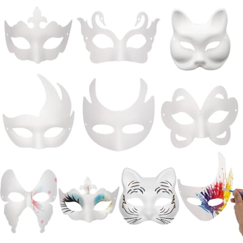 50 unlackierte Pappmaché-Masken zum Selbermachen, weiße Blanko-Halbgesichtsmasken für Partys, Halloween und Theater 50 unlackierte Pappmaché-Masken zum Selbermachen, weiße Blanko-Halbgesichtsmasken für Partys, Halloween und Theater von Generisch