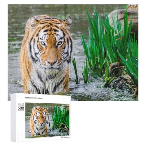 500 Teile Lindenholz Tiger Puzzle für Familienspielabend, Erwachsene und Teenager von Generisch
