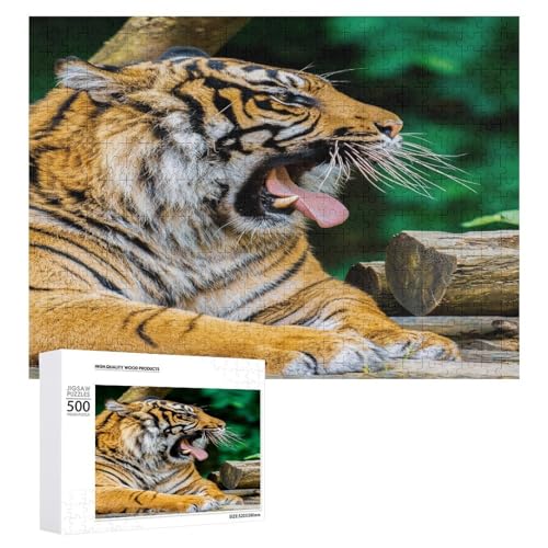 500 Teile Lindenholz Tiger Puzzle für Wohnkultur und Entspannung von Generisch