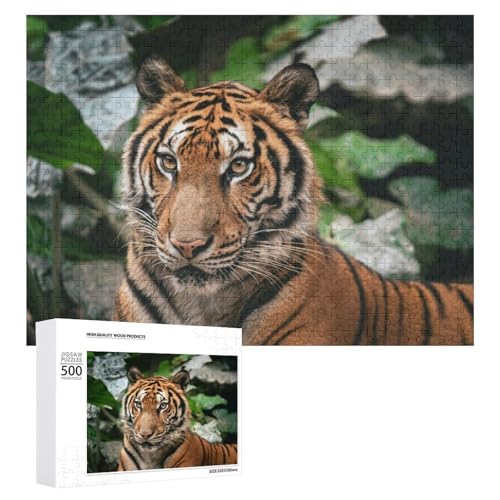 500 Teile Lindenholz Tiger Puzzle für ruhiges und achtsames Spielen von Generisch
