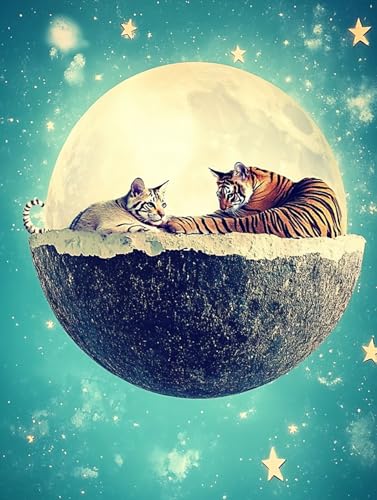 500 Teile Puzzles für Erwachsene Kinder, Katze und Tiger, Klassische Puzzles, Pädagogisches Spiel Herausforderung Spielzeug, Puzzlespiele für Die Ganze Familie(500PCS) von Generisch