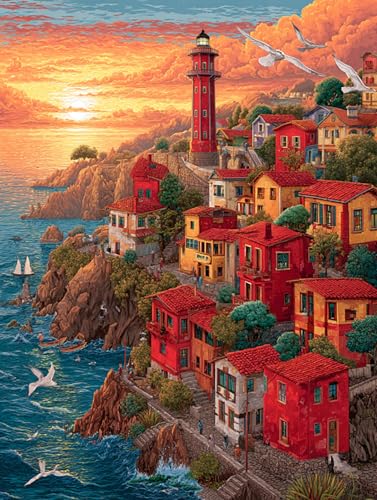 500 Teile Puzzles für Erwachsene Kinder, Schloss am Meer, Klassische Puzzles, Pädagogisches Spiel Herausforderung Spielzeug, Puzzlespiele für Die Ganze Familie(500PCS) von Generisch