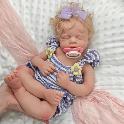50cm lebhafte handgefertigte verwurzelte Haare Silikon wiedergeboren Baby Puppe Junge/Mädchen mit offenem Mund realistisches Schlafen Neugeborenes für Weihnachts Überraschung Geschenk (Girl) von Generisch