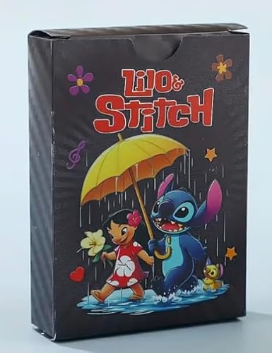 55 Stück Lilo & Stitch Sammelkarten - Strapazierfähiges PVC - Ideal für Partyspiele und Aktivitäten, Lilo & Stitch Spiel (Schwarz) von Generisch