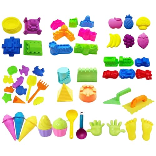 57 Stück Sandspielzeug Set Mädchen Junge - Sandkasten Spielzeug Strandspielzeug Kinder Sandförmchen Set mit Castle Eimer, Sandschaufel, EIS, Nachtisch, Fahrzeug für Kinder 3 4 5 6 7 Jahre von Generisch