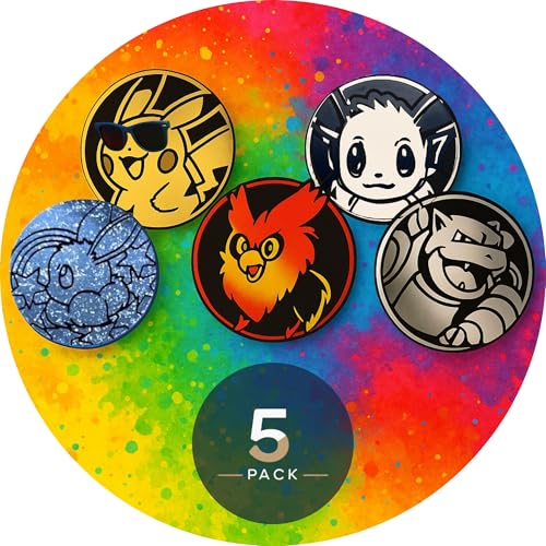 5X Pokemon Coins/Münzen/Chips – zufällig ausgewählt, alle unterschiedlich Motive – geeignet für Pokemon Kartenspiel & offizielles TCG Zubehör von Generisch