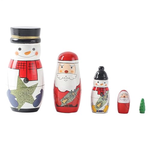 5er-Pack Kreative Weihnachtsserie Russische Matroschka-Puppen Weihnachtsmann-Puppe Heimdekoration Weihnachtsbaum Matroschka-Spielzeug?Matroschka-Puppen, Attraktive Ornamente Festliche Geschenke von Generisch