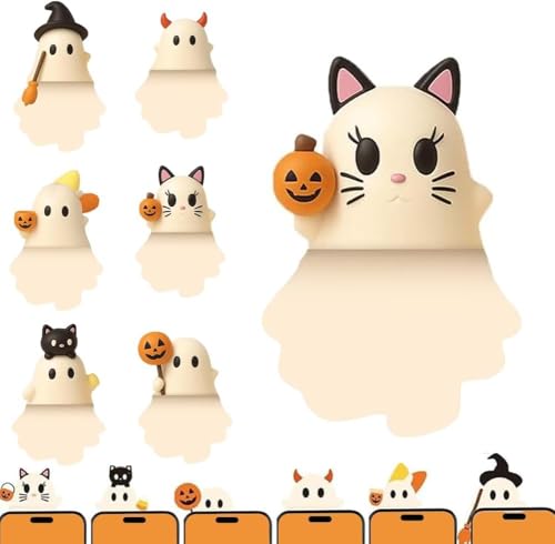 6/12Pcs Ghostees Mystery Phone Buddy, Mini-Telefonfigur, überraschungsspielzeug, Aufklebbarer Halloween-Geist- Und Kürbis-Telefonaufsatz,Lustiges Halloween-Telefon, Alle Modelle (6 PC, One Size) von Generisch