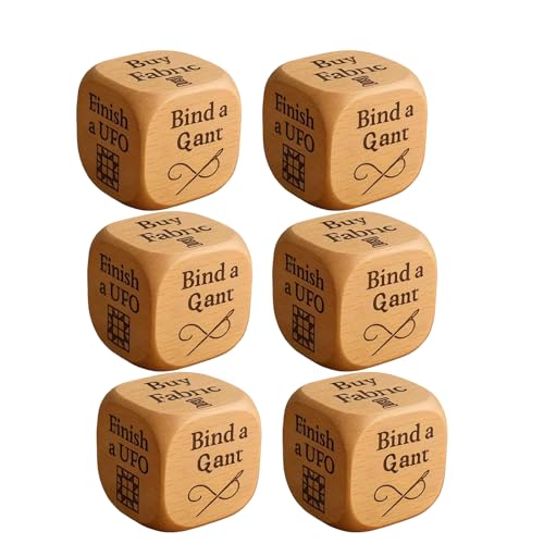 6 Pack Quilters Dice, 6-seitige handgefertigte Quilting-Entscheidungswürfel aus Holz, lustige Quilting-Aufgaben-Spielwürfel, kreatives Werkzeug für Quilter, Näher und Bastelfreunde 6 Pack Quilters Dice, 6-seitige handgefertigte Quilting-Entscheidungswürfel aus Holz, lustige Quilting-Aufgaben-Spielwürfel, kreatives Werkzeug für Quilter, Näher und Bastelfreunde von Generisch