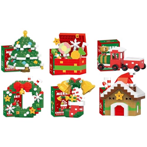6 Pack Weihnachtsmann Design Bausteine Set, Weihnachten Thema Bausteine Ornamente, Mini Baufiguren, DIY Strumpf Stuffers, Xmas Neujahr Geburtstag Geschenke, Party Deko Display (Set-A) von Generisch
