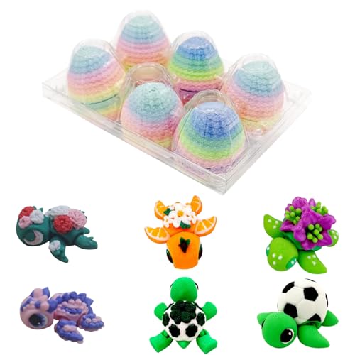 6 Pack kleine Mystery Dragon Eggs, 3D gedruckte Dracheneier mit voll beweglichen und farbigen Drachen im Inneren, mythische Stücke Tier-Eier für Ostern Spaß, Osterkorb Füllung (C) von Generisch