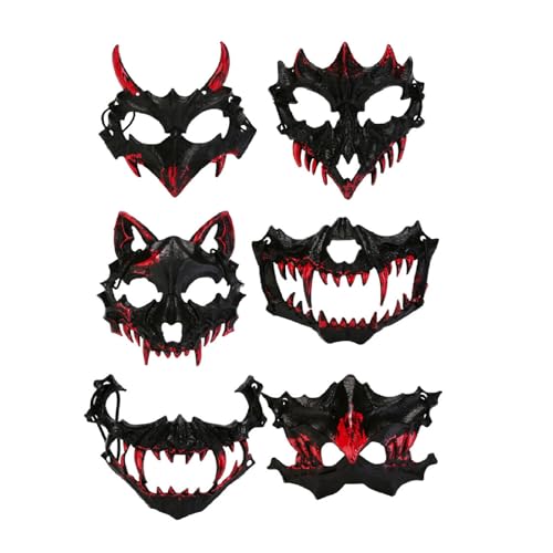 6 Stück Halloween Maske Herren Damen Maskerade Karnevalsmasken Gesicht Kostüm Fasching Verkleidung von Generisch